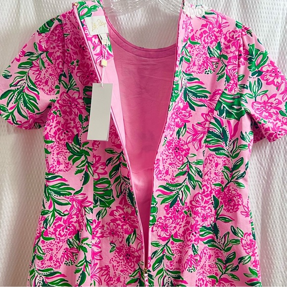 LILLY PULITZER Mila Short Sleeve Stretch Shift Dress Conch Shell Pink 6 - Picture 6 of 12